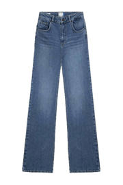 thumbnail: Dark blue denim dames LTB high waist wide leg jeans van denim met rits- en knoopsluiting en effen