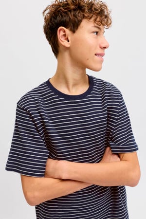 gestreepte T-shirt donkerblauw