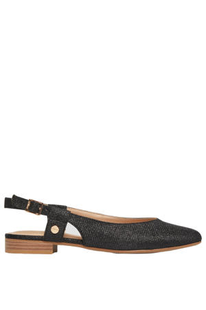 slingback loafers met glitters zwart