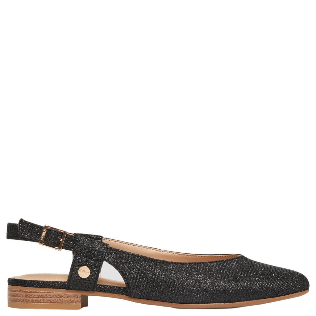 Zwarte dames s.Oliver Women Shoes slingback loafers met glitters met gesp