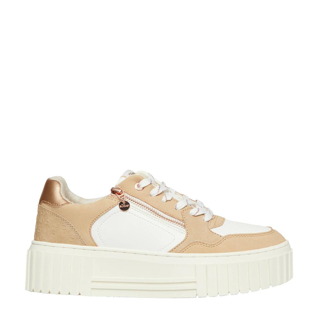 Beige en witte dames s.Oliver Women Shoes sneakers van 100% polyurethaan
