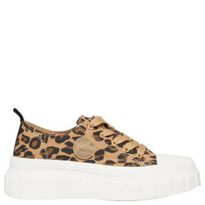 sneakers met panterprint beige/zwart
