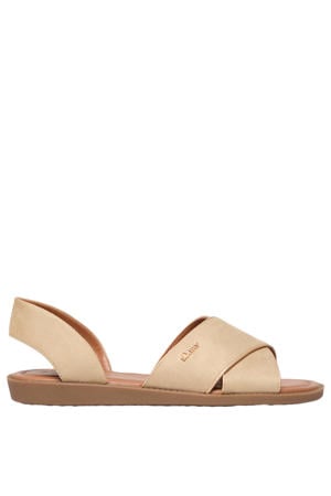 suède leren sandalen beige
