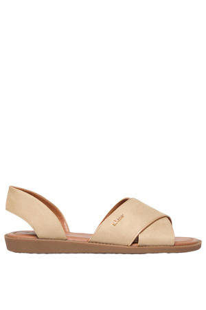 suède leren sandalen beige
