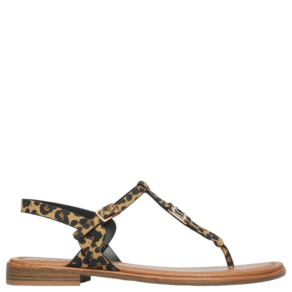 Beige en zwarte dames s.Oliver Women Shoes leren sandalen van 100% polyurethaan met gesp en panterprint