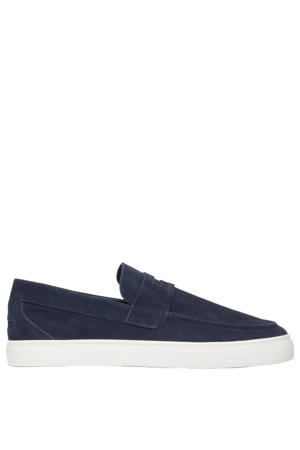 suède loafers donkerblauw