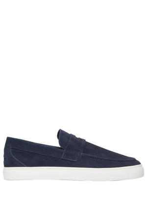 suède loafers donkerblauw