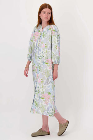 blousejurk met bloemenprint lichtblauw
