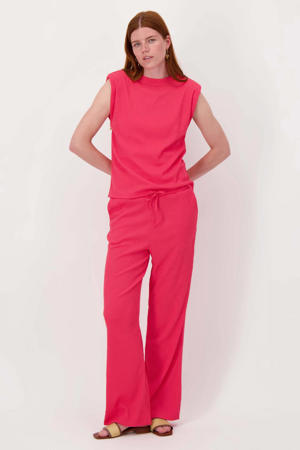 casual broek met regular waist straight magenta