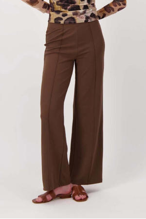 wide leg regular waist broek bruin