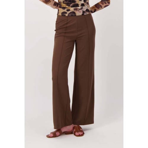 Zusss wide leg regular waist broek bruin afbeelding