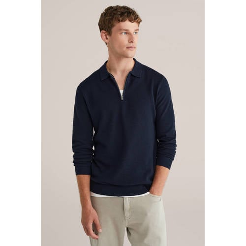 WE Fashion trui fijn gebreid donkerblauw afbeelding