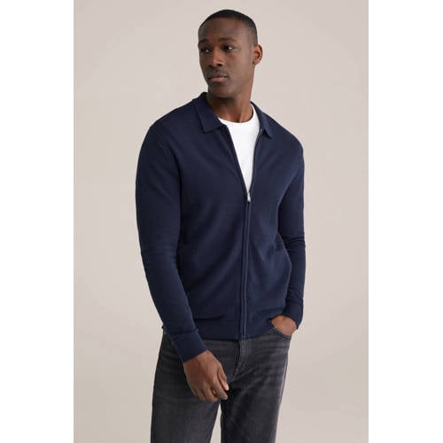 WE Fashion vest gebreid donkerblauw afbeelding