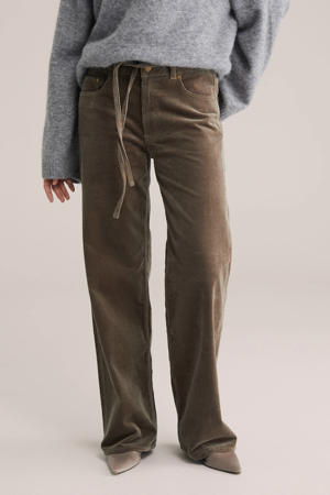corduroy Wide leg regular waist broek lichtbruin