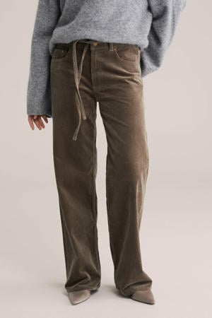 corduroy Wide leg regular waist broek lichtbruin
