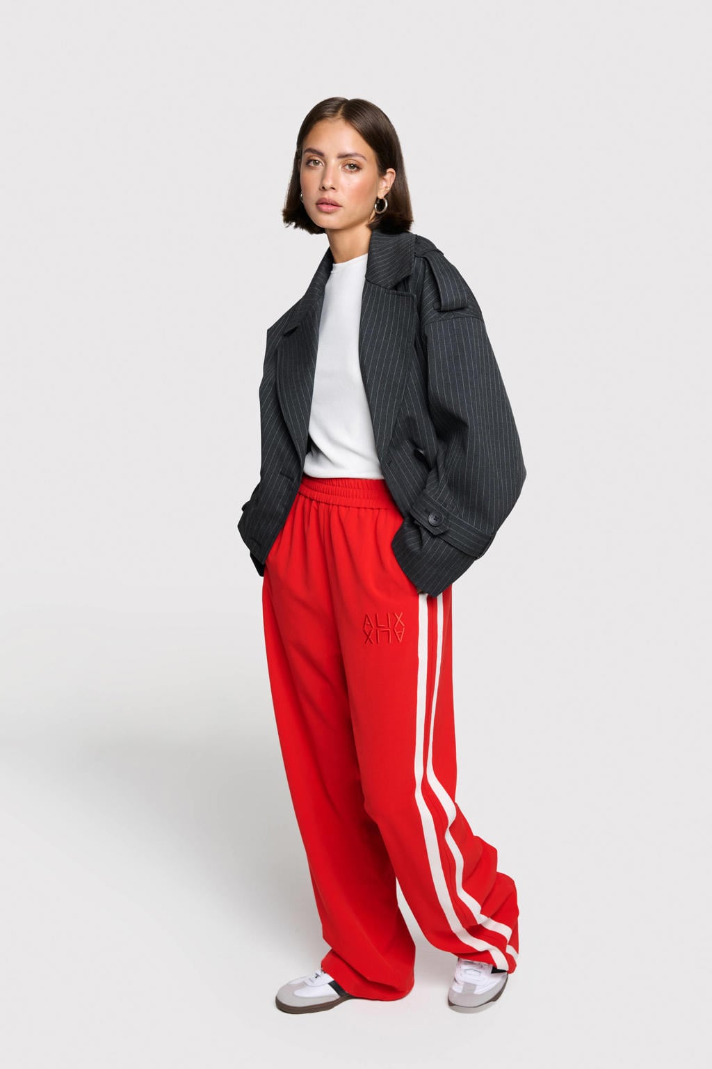 Rode dames Alix the Label wide leg regular waist broek met effen