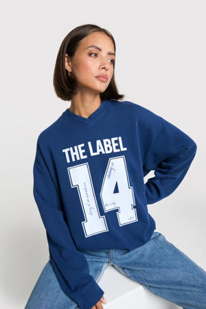 sweater marineblauw rib gebreid