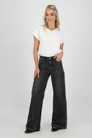 high waist wide leg jeans black denim