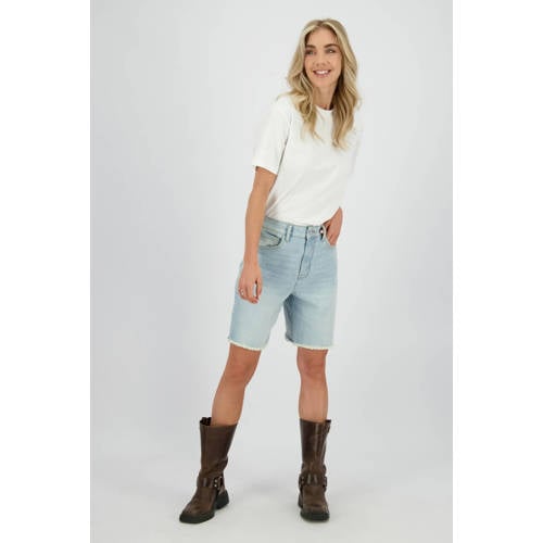 Raizzed wide leg regular waist short light blue denim afbeelding