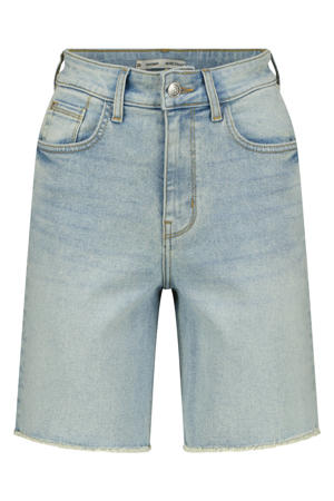 wide leg regular waist short light blue denim