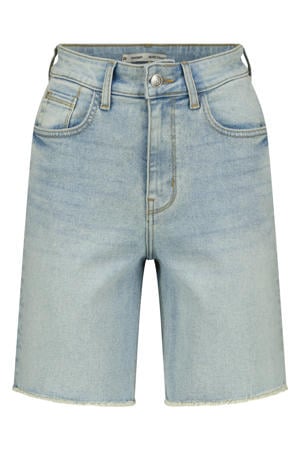 wide leg regular waist short light blue denim