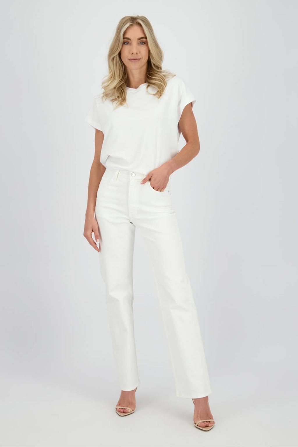 Witte dames Raizzed Sarah high waist skinny jeans van denim met knoopsluiting en effen