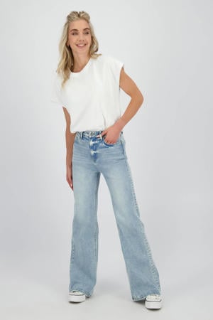 wide leg jeans medium blue denim