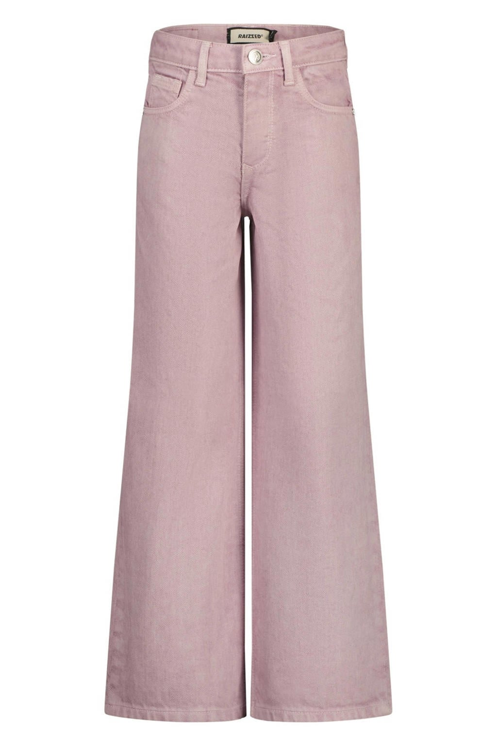 Lilakleurige dames Raizzed Sunny Lilac high waist wide leg jeans van denim met knoopsluiting en effen