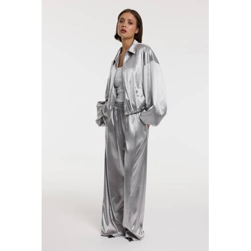 Refined Department wide leg regular waist broek zilver afbeelding