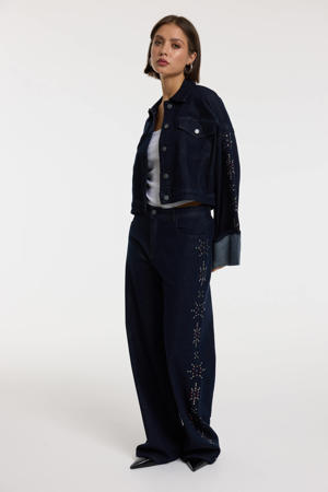 straight leg jeans dark blue denim