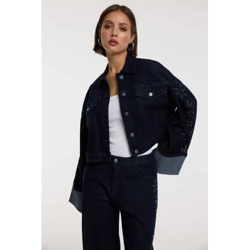 Refined Department denim spijkerjas met glitter dark blue denim afbeelding