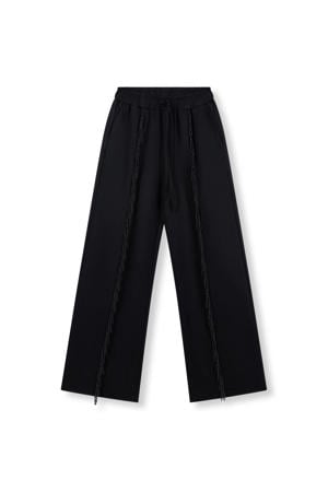 wide leg regular waist broek zwart