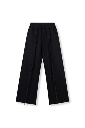 wide leg regular waist broek zwart