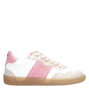leren sneakers wit/roze