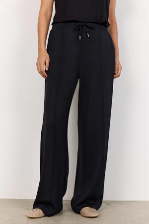 Wide leg high waist casual broek zwart