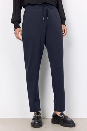 Tapered high waist casual broek marineblauw