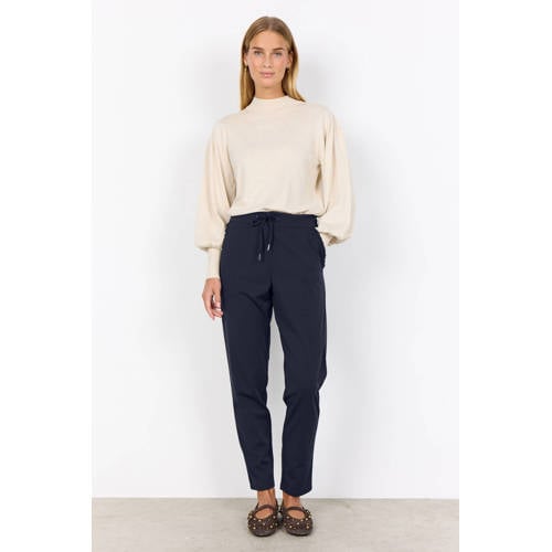 Soyaconcept Tapered high waist casual broek marineblauw afbeelding