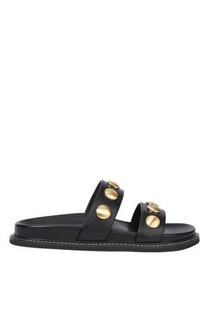 Eileen leren slippers zwart