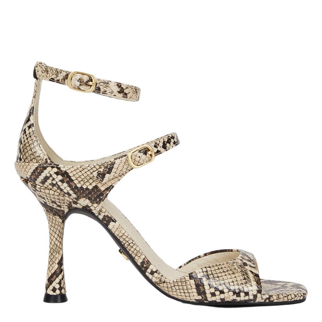 Beige dames JOSH V Dorethy sandalettes van imitatieleer met slangenprint