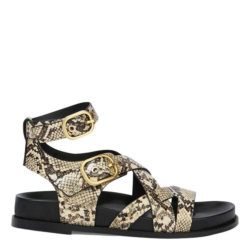Beige dames JOSH V Serena leren sandalen van 100% polyurethaan met gesp