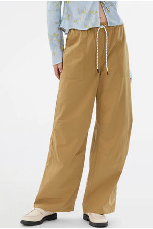 wide leg regular waist broek camel