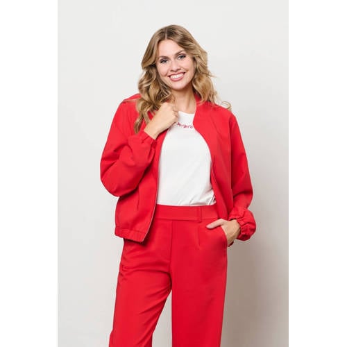 &Co Woman straight regular waist broek rood afbeelding