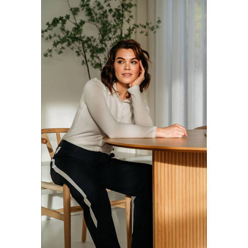 &Co Woman straight regular waist broek donkerblauw afbeelding