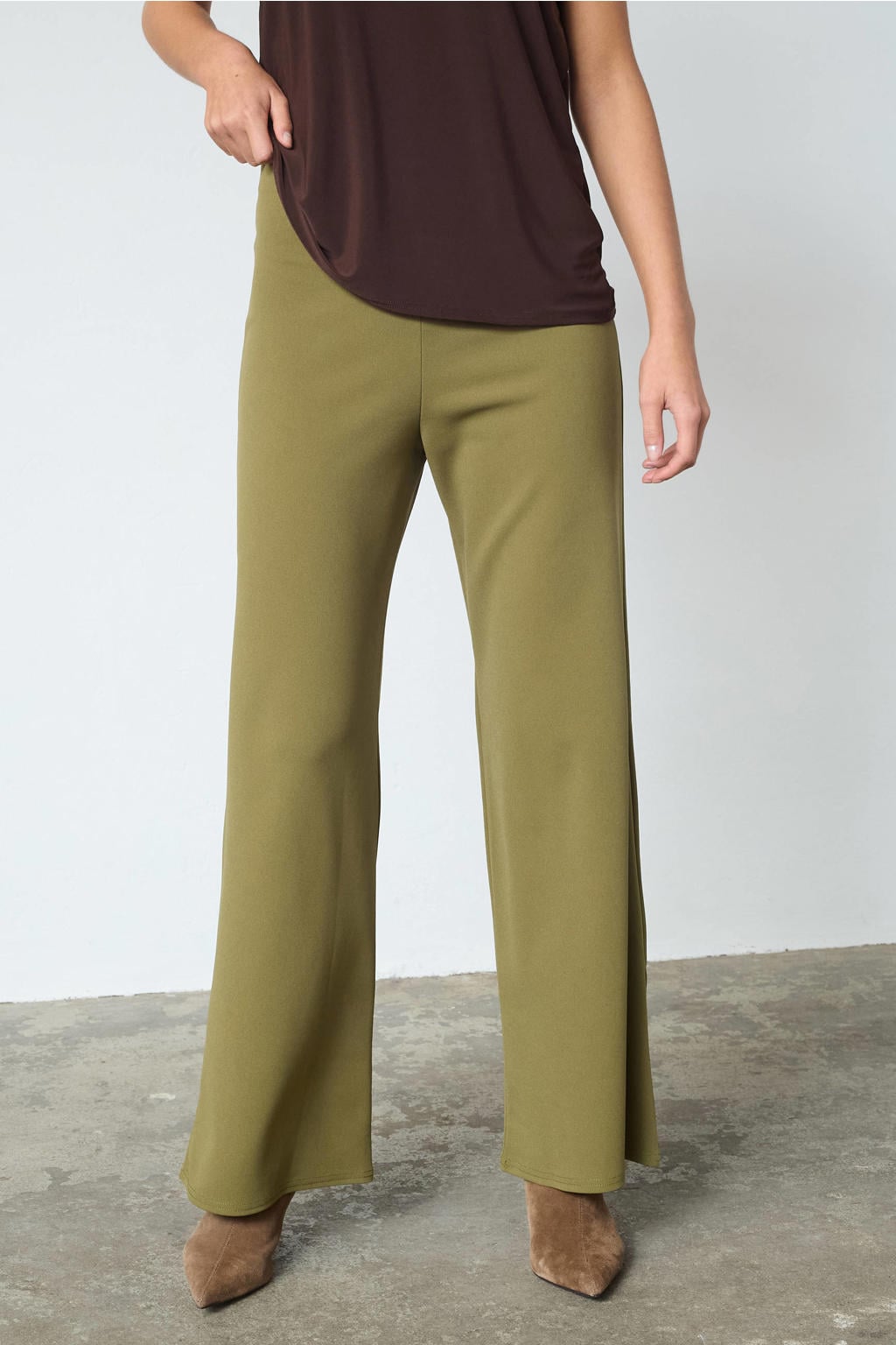 Groene dames SisterS Point wide leg high waist palazzo broek met effen
