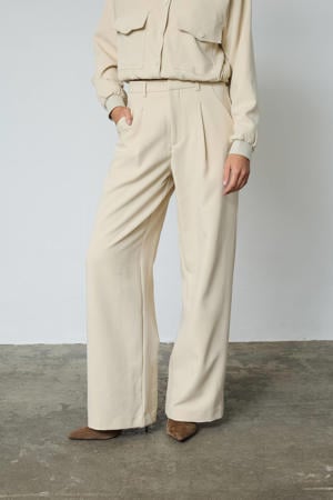 wide leg high waist pantalon crème
