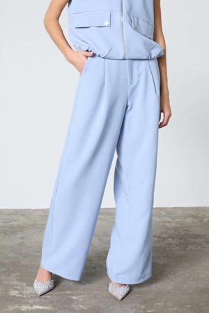wide leg high waist pantalon lichtblauw