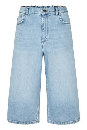 regular waist short light blue denim