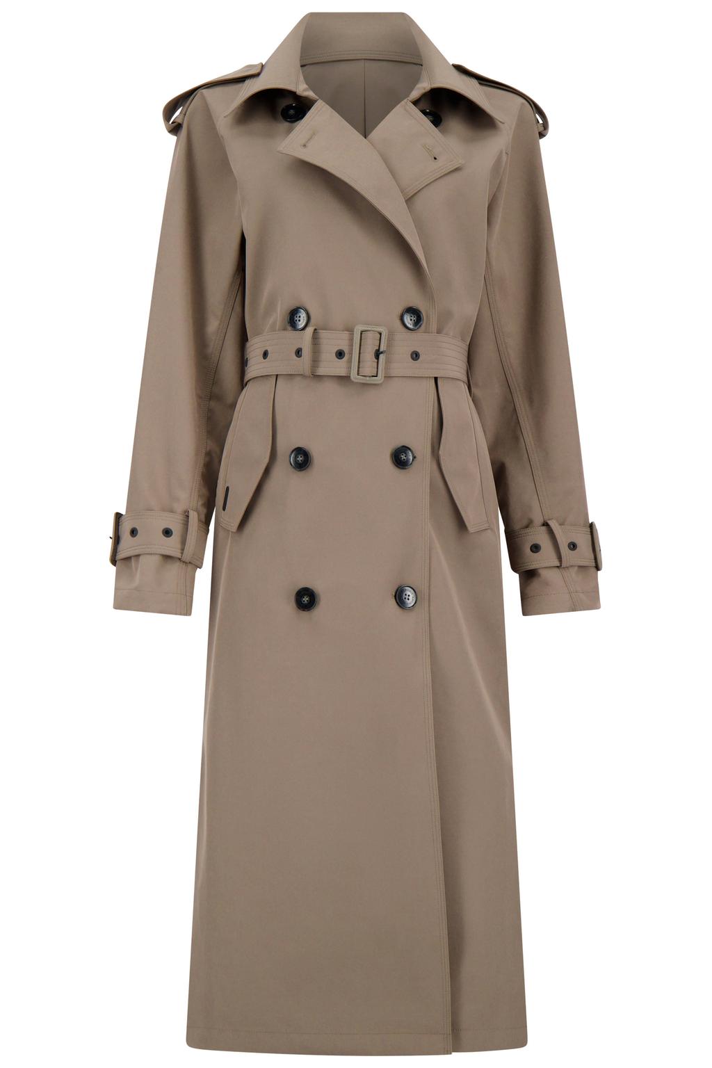 Taupe dames Airforce trenchcoat van polyester met effen, lange mouwen, reverskraag en rits- en knoopsluiting