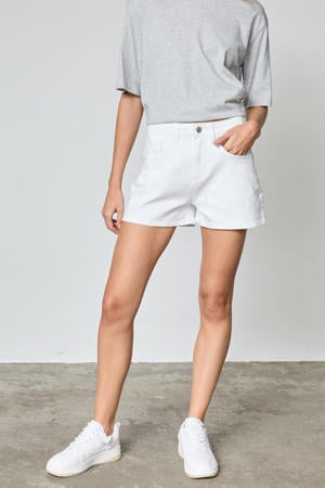 denim wide leg high waist broek wit
