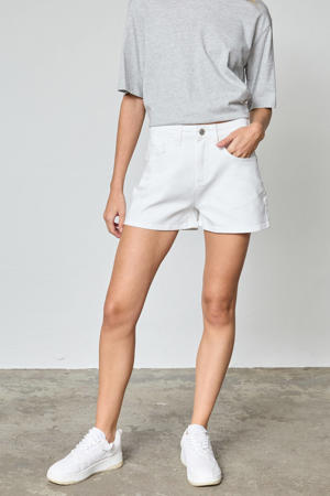 denim wide leg high waist broek wit